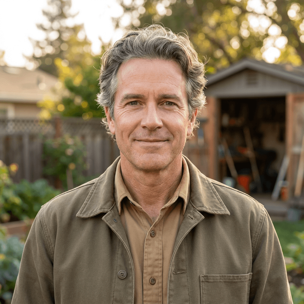 Male homeowner in his 40s, White, friendly trustworthy appearance